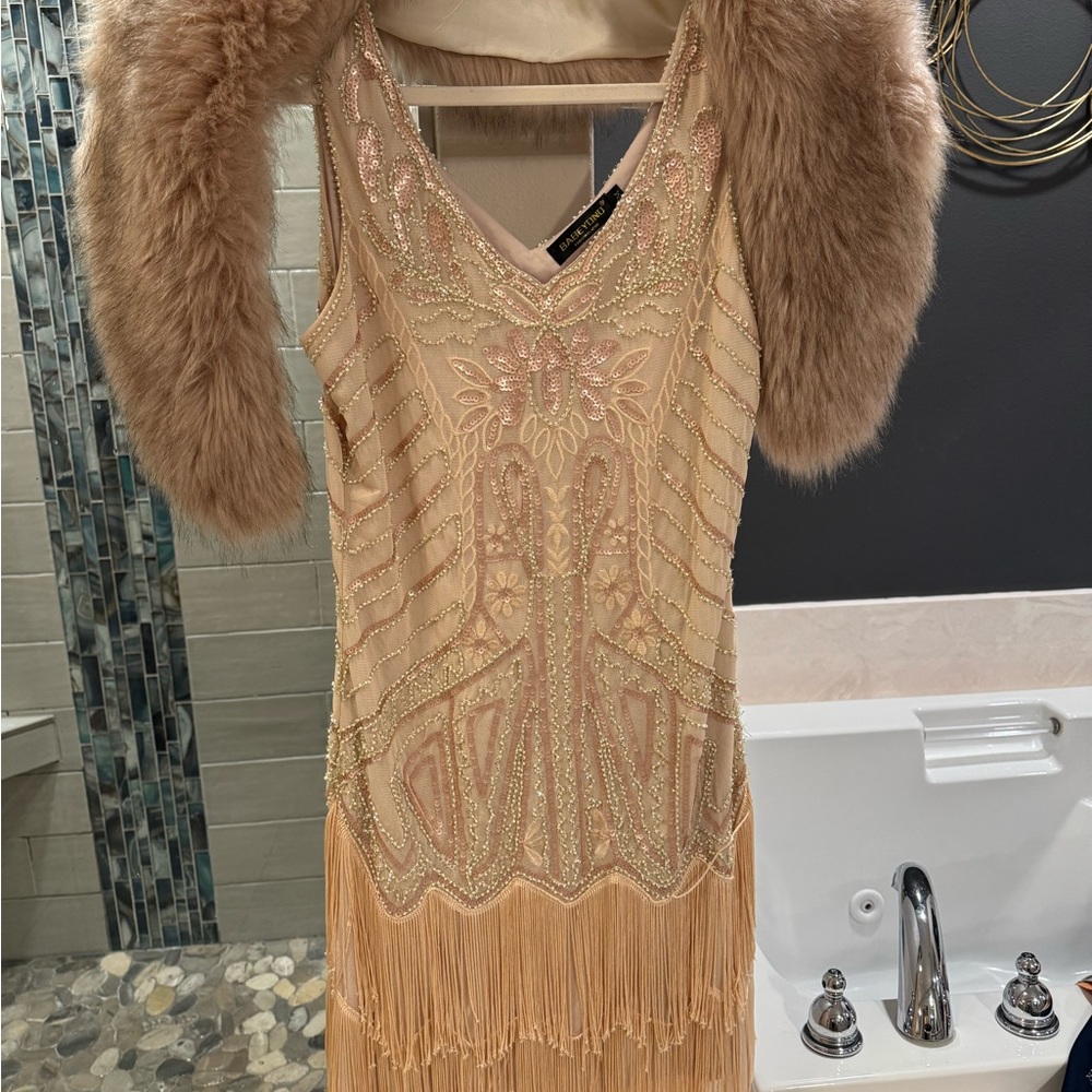 Elegant Beaded Cream Dress